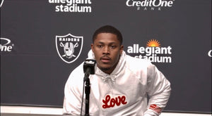 NFL Oakland Raiders' Josh Jacobs Wearing Culture Educators of Society (CEOS) LOVE Hoodie.